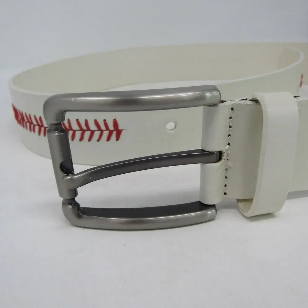 Baseball Stitch Belt Size 34 White Red Stitching Sports Fan Costume Accessory